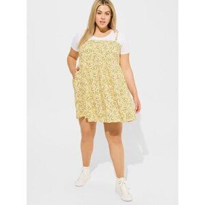 Torrid Yellow Floral Sleeveless Sundress, 2, 2X, 18-20